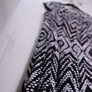 Black and White Patterned AB Studio Fit and Flare Dress